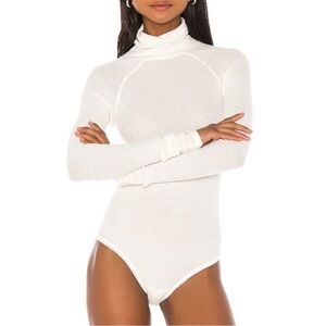 Free People all you want ivory ribbed thermal waffle bodysuit